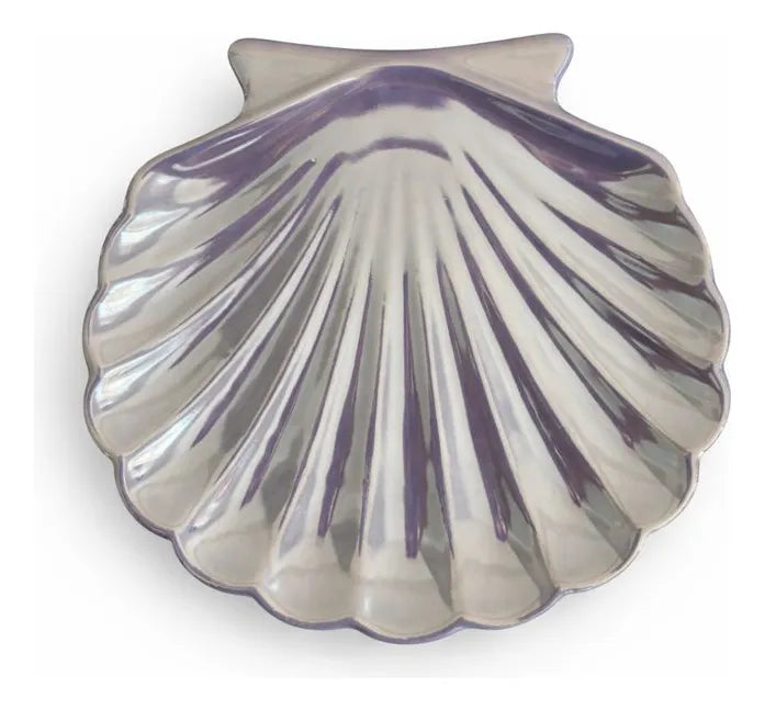 Bandeja Decorativa Porta-Joias em Porcelana Concha Lilás – Luxo para Lavabo