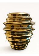 Vaso Potiche Dourado Porcelana Decorativo Para Flores 28x22 Dourado