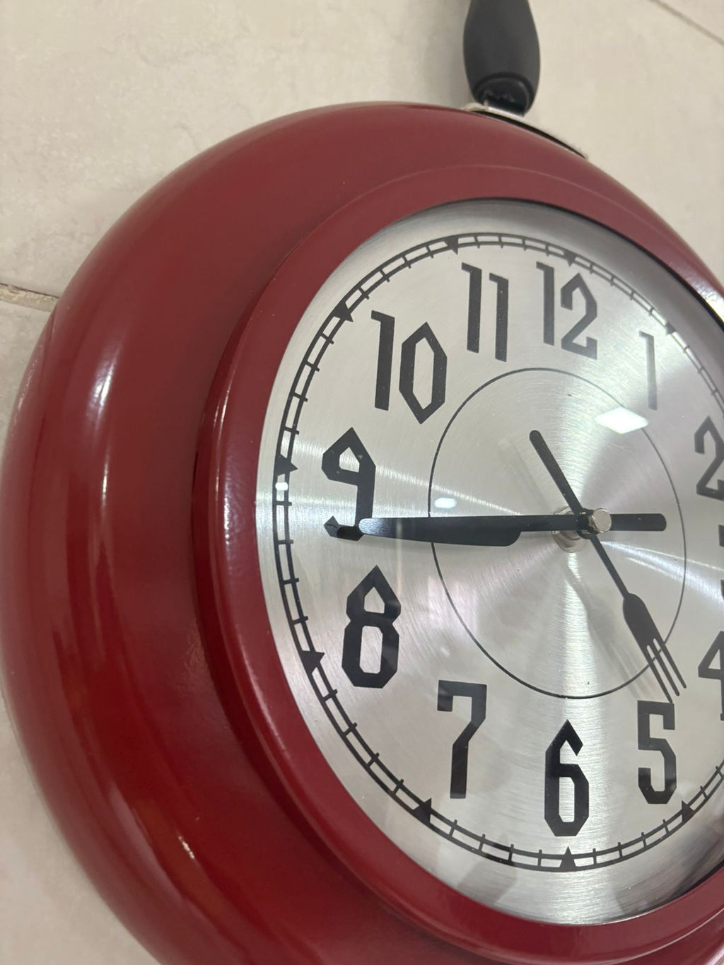 Relógio Frigideira Vermelho De Parede De Cozinha Moderno Charcoal