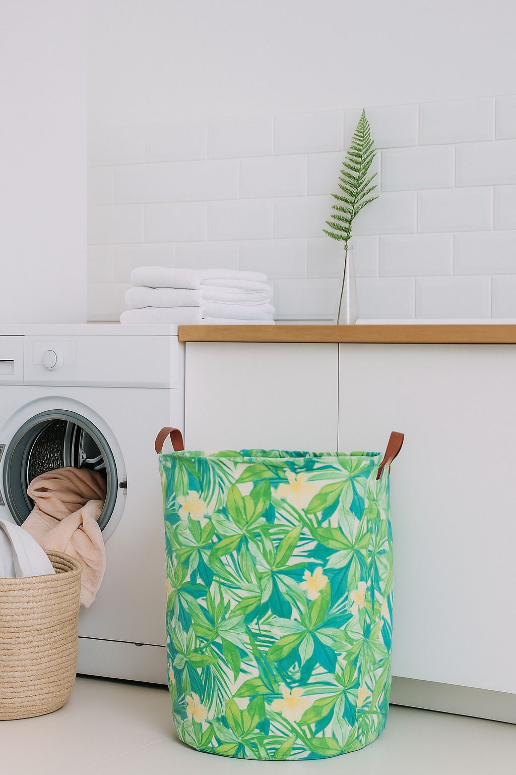 Cesto de Roupa Suja Floral em Lona – 50 x 43 | Dobrável