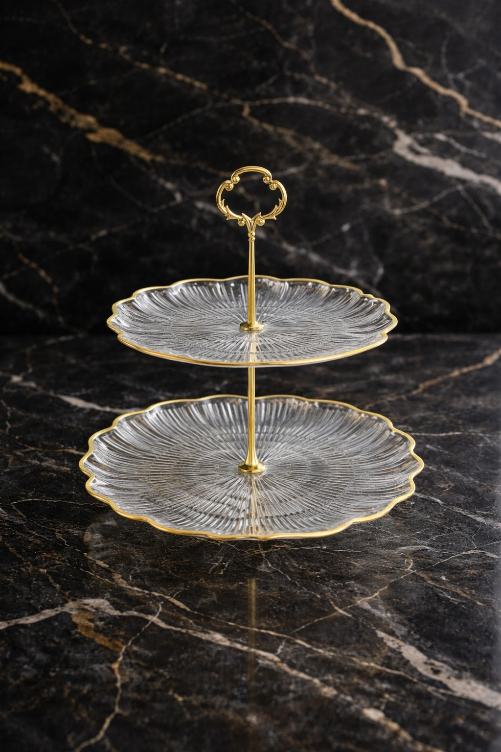 Prato Duplo Redondo em Acrílico Dourado Luxo – Linha Classic para Festas e Eventos