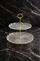 Prato Duplo Redondo em Acrílico Dourado Luxo – Linha Classic para Festas e Eventos