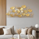 Relógio de Parede Folhas 3D Design Europeu em Metal 100cm – Dourado Escuro