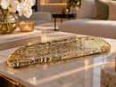 Bandeja de vidro Gold com dourado distribuído por toda a peça