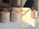 Kit organizador de cozinha com porta-pão e potes para café chá e açúcar