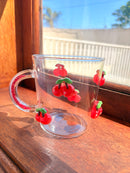 Caneca viral de cereja em vidro transparente 400 ml