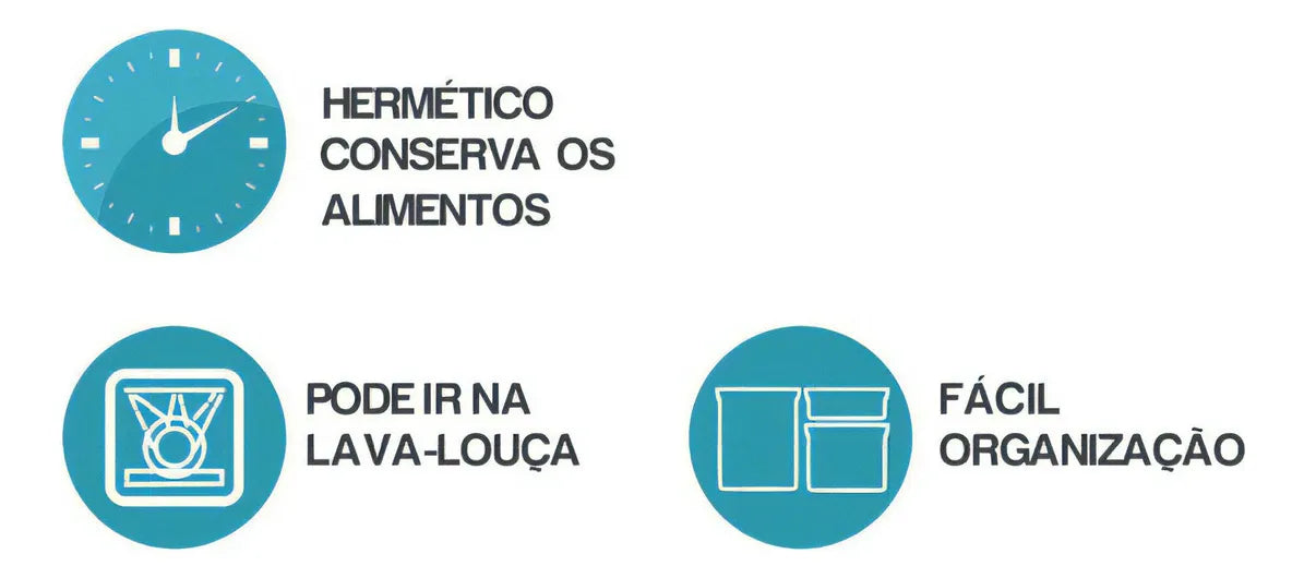 Conjunto 3 Potes Hermeticos Empilháveis Helsim