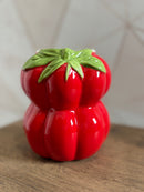 Detalhes do vaso e cachepô decorativo tomate
