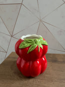 Detalhes do vaso e cachepô decorativo tomate