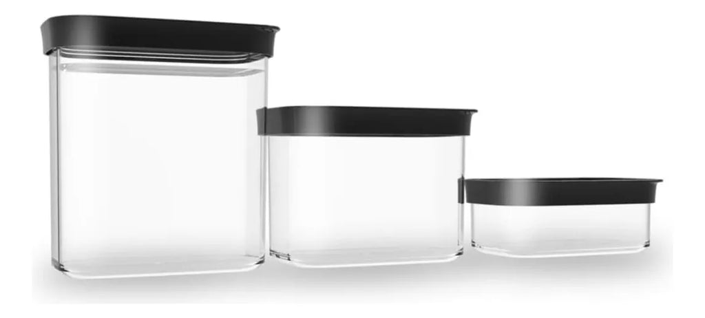 Conjunto 3 Potes Hermeticos Empilháveis Helsim