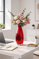 Vaso Decorativo em Vidro Murano Vermelho Brilhante e Fosco 40cm – Peça Artística