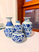 Composição com vasos decorativos azuis e brancos incluindo SKU 261043