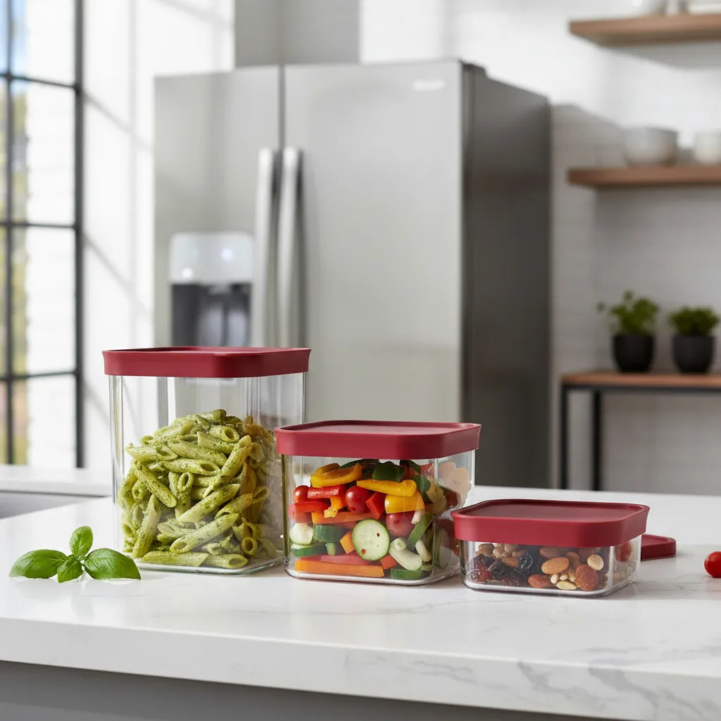 Conjunto 3 Potes Hermeticos Empilháveis Helsim